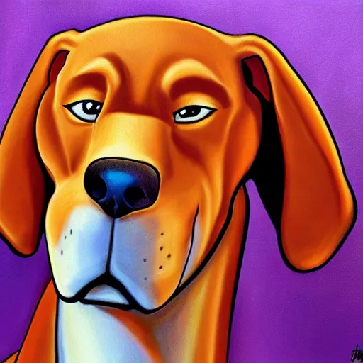 Image similar to an ultra - realistic portrait painting of scooby - doo in the style of alex ross. 4 k. ultra - realistic. highly detailed. epic lighting.