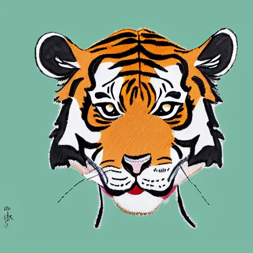 Prompt: tiger design by quentin blake