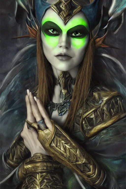 Image similar to Midna from Zelda Twilight Princess oil on canvas, intricate, portrait, 8k highly professionally detailed, HDR, CGsociety