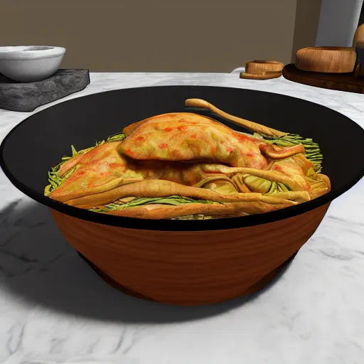 Image similar to elongated wok, stretched out so that it is ovular, photorealistic, 8k