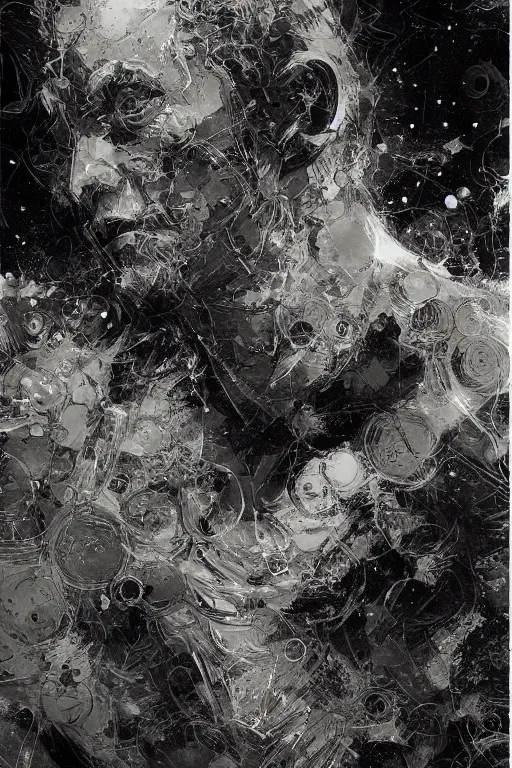Image similar to portrait of a cosmic man, pen and ink, intricate line drawings, by craig mullins, ruan jia, kentaro miura, greg rutkowski