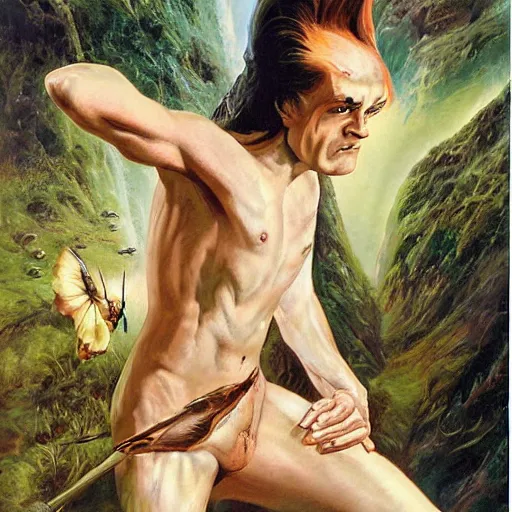 Image similar to creatures lurking in the Carpathian mountains, Boris Vallejo