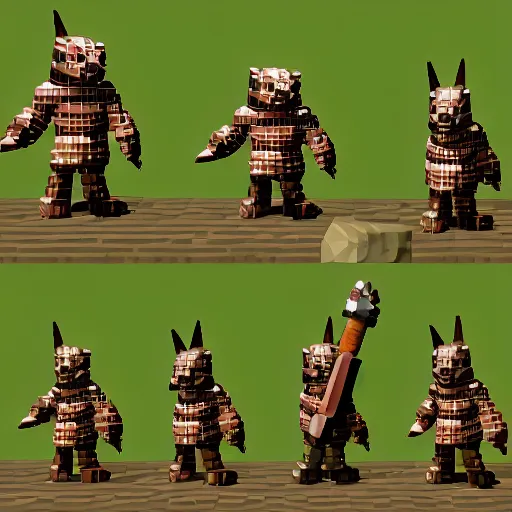 Image similar to image of an rpg bear enemy with low poly ps 1 graphics, upscaled to high resolution