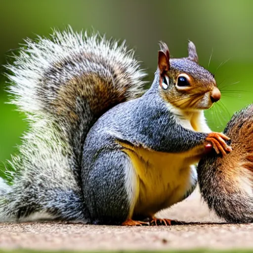 Image similar to a hungry squirrel with rolls and folds of fat