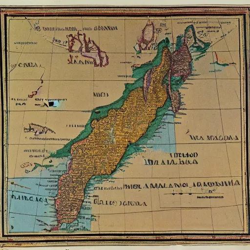 Image similar to map of mainland southeast asia, zoom in burma thailand laos cambodia and vietnam, 1 7 th century, high accuracy, based on geographical map,