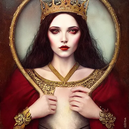 Image similar to beautiful young medieval queen by tom bagshaw