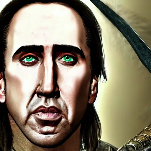 Prompt: Nicholas Cage as a Skyrim character, very detailed, 4k