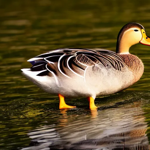 Image similar to duck wearing a fish custome photography 4 k