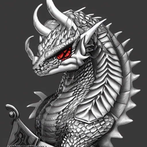 Image similar to a very beautiful and cute silver anthropomorphic dragon profile picture, commission on furaffinity, smooth scales, dragonkin!