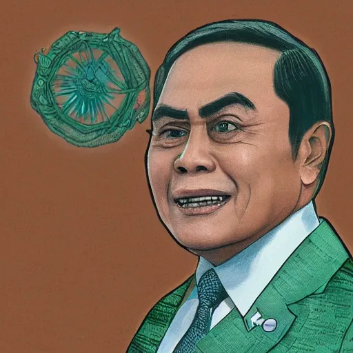 Prompt: portrait of prayut janocha as a plankton, hd, high detail, cleary see face