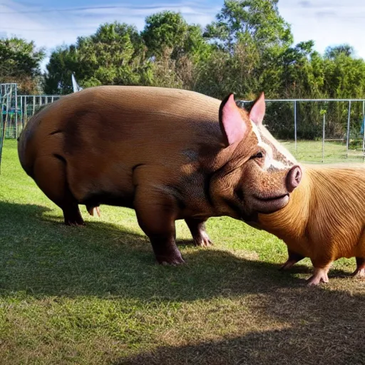 Prompt: a giant machine domestic pig