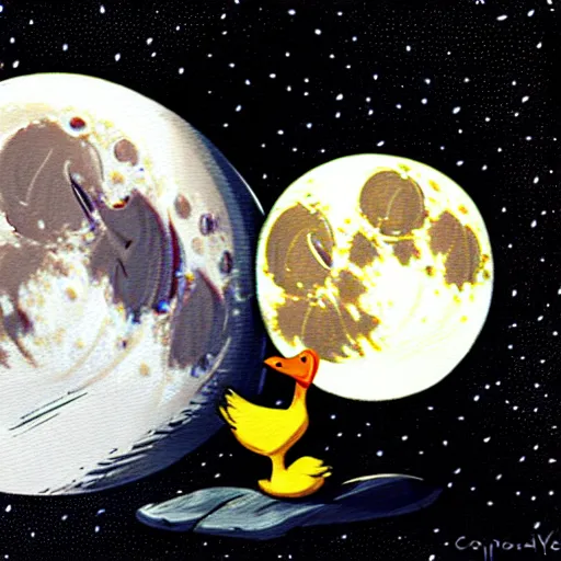 Image similar to concept art of moon eating a duck