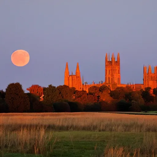 Prompt: we witnessed a glorious moonrise over ely cathedral last night.