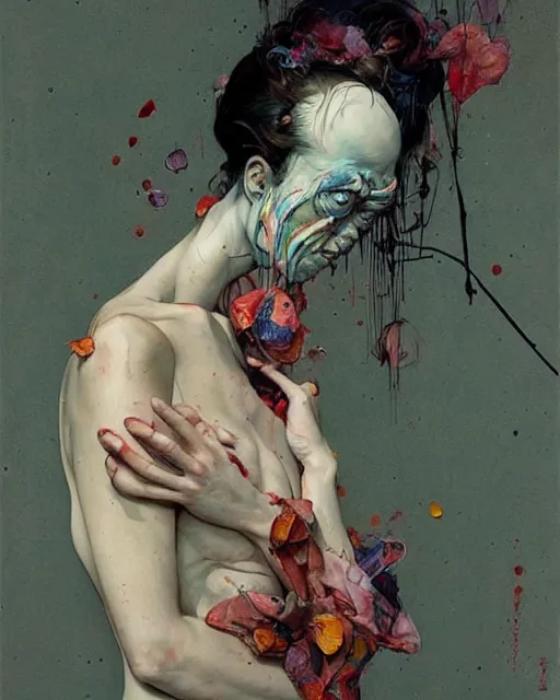 Image similar to there is ugliness in beauty, but there is also beauty in ugliness. in the style of adrian ghenie, esao andrews, jenny saville, edward hopper, surrealism, dark art by james jean, takato yamamoto