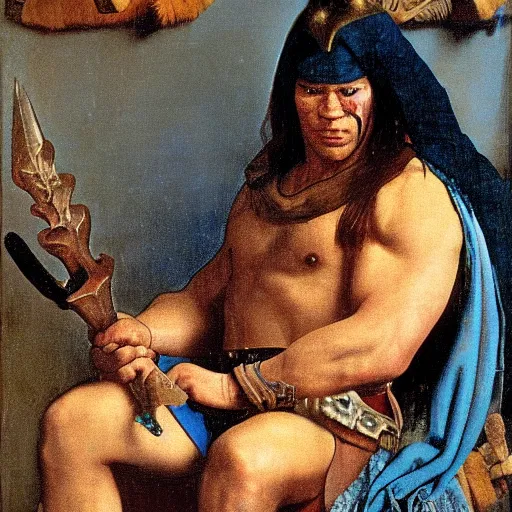 Prompt: conan the barbarian by johannes vermeer