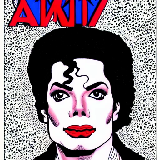 Prompt: dynamic macro head portrait of beautiful michael jackson super hero in white sequined jacket by john romita sr and cory walker and ryan ottley and jack kirby and barry windsor - smith, comic, illustration, photo real