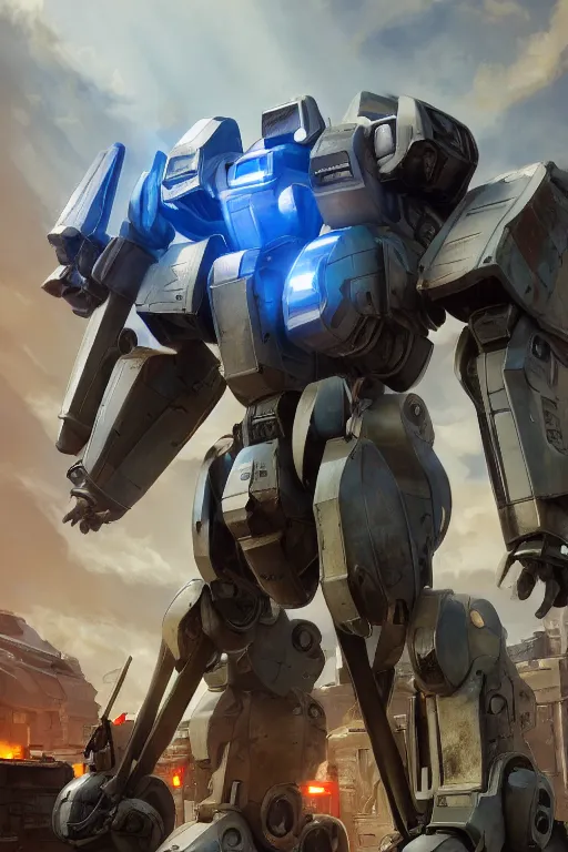 Image similar to mechwarrior 5 : mercenaries mech megaman transformer robot boss tank engine game octane render, 4 k, hd 2 0 2 2 3 d cgi rtx hdr style chrome reflexion glow fanart, global illumination ray tracing hdr fanart arstation by ian pesty by jesper ejsing pixar and disney unreal zbrush central hardmesh