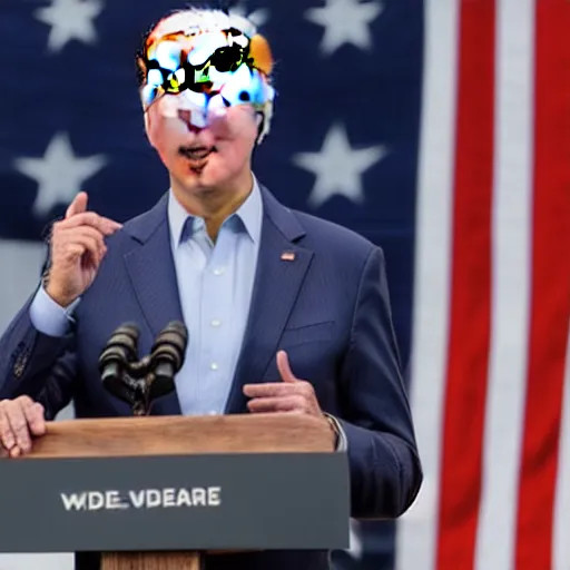 Image similar to joe biden with translucent skin,