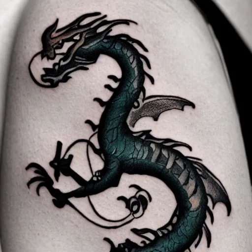 Image similar to a small tattoo of a dragon