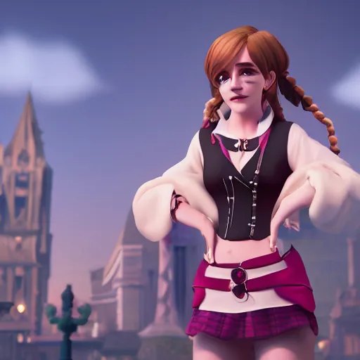 Prompt: dressed emma watson as a catgirl. artstation. fantasy city square. dynamic lighting. 4 k. genshin impact screenshot