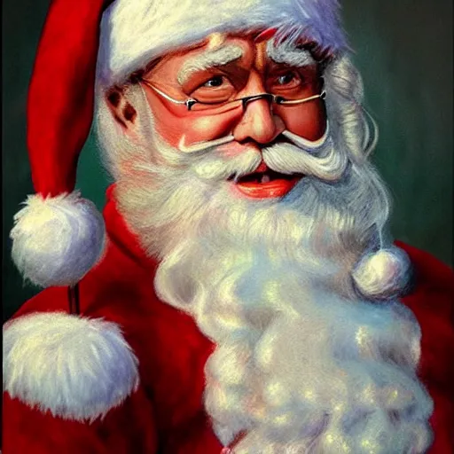 Image similar to an ultra - realistic portrait painting of santa claus in the style of frank frazetta. 4 k. ultra - realistic. highly detailed. dark fantasy. epic lighting.