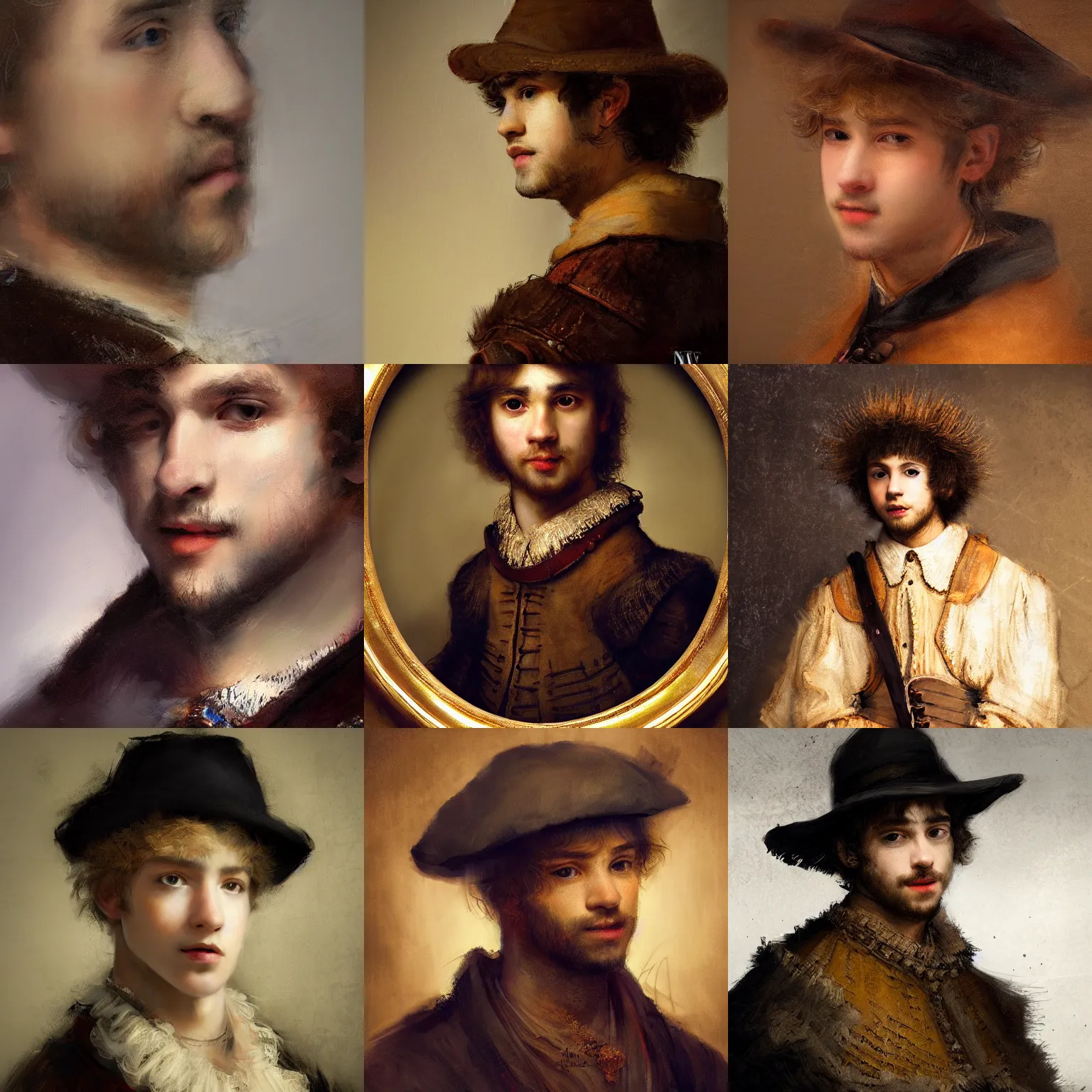 Prompt: detailing character concept close up portrait painting of Elegant minstrel , young beautiful male, high fantasy, massive , art station, trending, editor’s pickup, delicate detailing by Rembrandt, 3/4 view, cinematic lighting, simple background