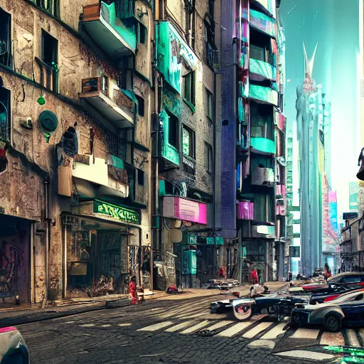 Image similar to cyberpunk italy, photo realism