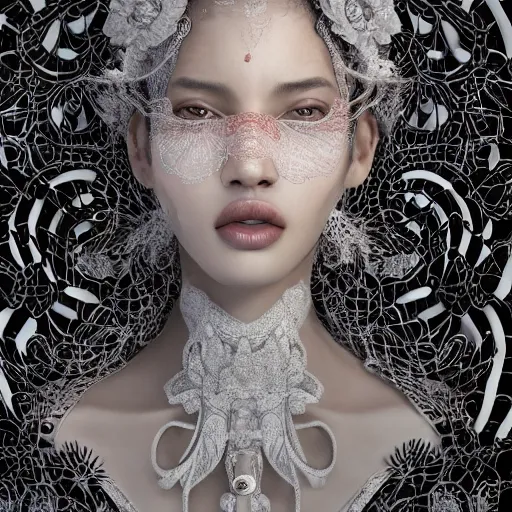 Image similar to the professional photoshoot of an absurdly beautiful, graceful, elegant, sophisticated, fashionable young black model made of strawberries and white petals, an ultrafine hyperdetailed illustration by kim jung gi, irakli nadar, intricate linework, bright colors, octopath traveler, final fantasy, unreal engine 5 highly rendered, global illumination, radiant light, detailed and intricate environment