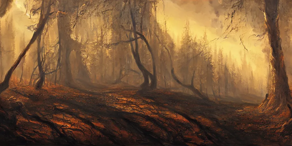 Image similar to A forest on Mars, cinematic lighting, detailed oil painting, hyperrealistic, 8k