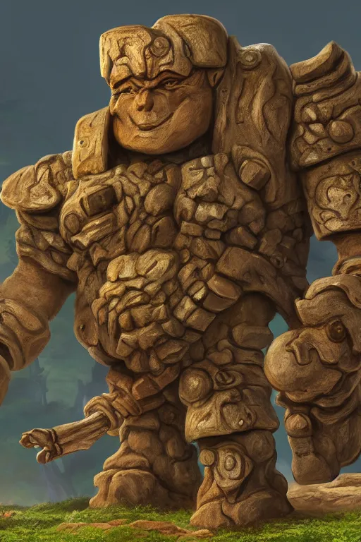 Image similar to zelda fantasy art giant golem troll wood rock greeble gemstone, global illumination ray tracing hdr fanart arstation by sung choi and eric pfeiffer and gabriel garza and casper konefal