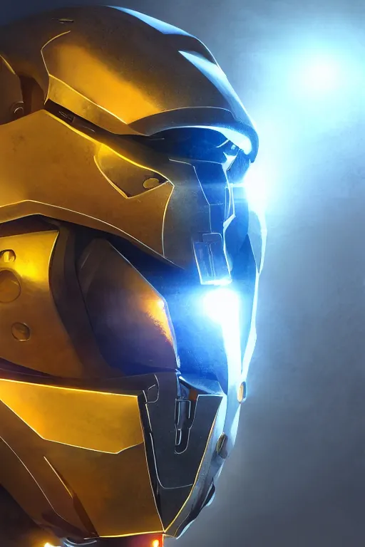 Image similar to robot ninja mask helmet halo master chief radiating a glowing aura global illumination ray tracing hdr fanart arstation by ian pesty and katarzyna da „ bek - chmiel