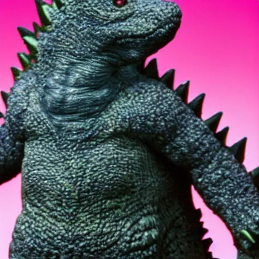 Prompt: Godzilla on Barney and Friends