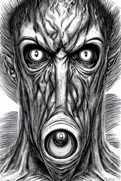 Image similar to eye eye humanoid figure monster, symmetrical, highly detailed, digital art, sharp focus, trending on art station, kentaro miura manga art style