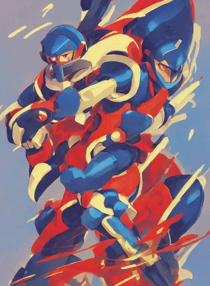 Image similar to orientalist painting of a ninja megaman x zero, in the style of syd mead, jeremy cowart, by greg rutkowski, by greg tocchini, by james gilleard, by joe fenton