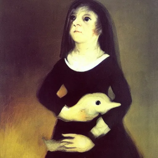 Image similar to by francisco goya, moomin, oil painting