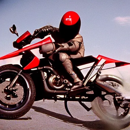 Prompt: jetmoto bike, movie still, cinematic Eastman 5384 film