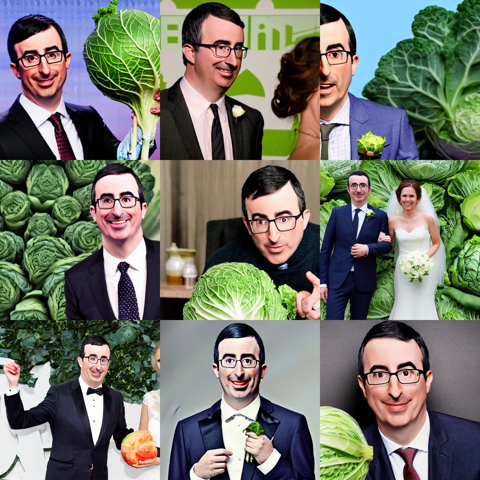 Prompt: john oliver marrying a cabbage