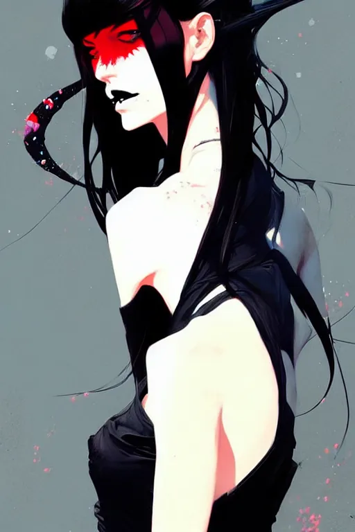 Image similar to a ultradetailed beautiful painting of a stylish goth girl, by conrad roset, greg rutkowski and makoto shinkai trending on artstation