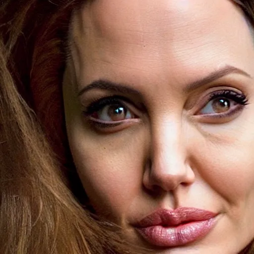 Prompt: angelina jolie face on an ( orange )