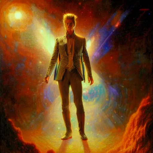 Image similar to david bowie as doctor who, radiant light, caustics, heroic, bright iridescent light, by gaston bussiere, bayard wu, greg rutkowski, maxim verehin