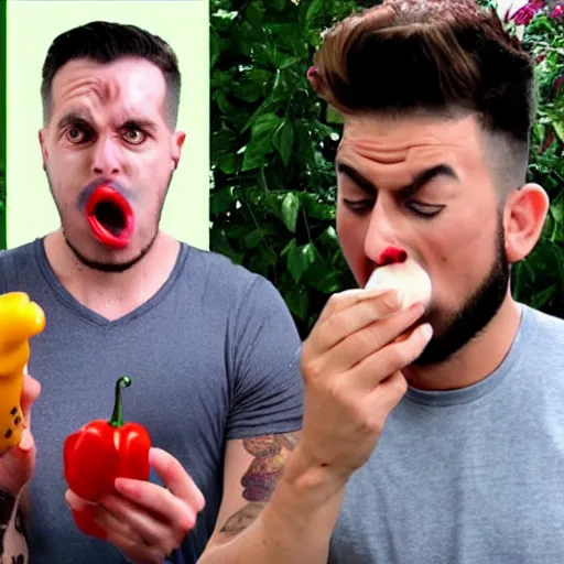 Image similar to Anti-Fitness Youtuber takes on the spiciest pepper in the world challenge [tears] [hospitalized]