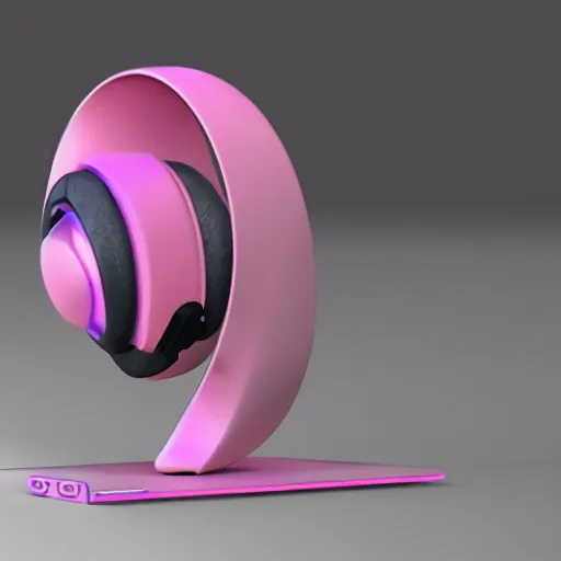 Prompt: wireless headphone stand, futuristic, techno, cyberpunk, product design, render, concept, fun, pastel