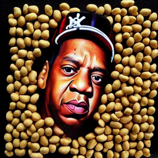 Prompt: jayz made entirely out of peanuts