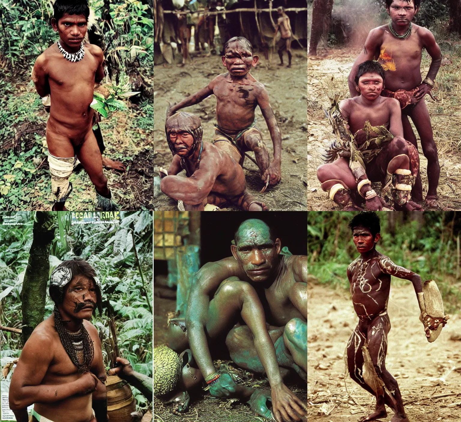 Prompt: portrait photo of the venom frog tribe wrestler from Sri Lanka and Greenland, full color magazine article by National Geographic (1998)