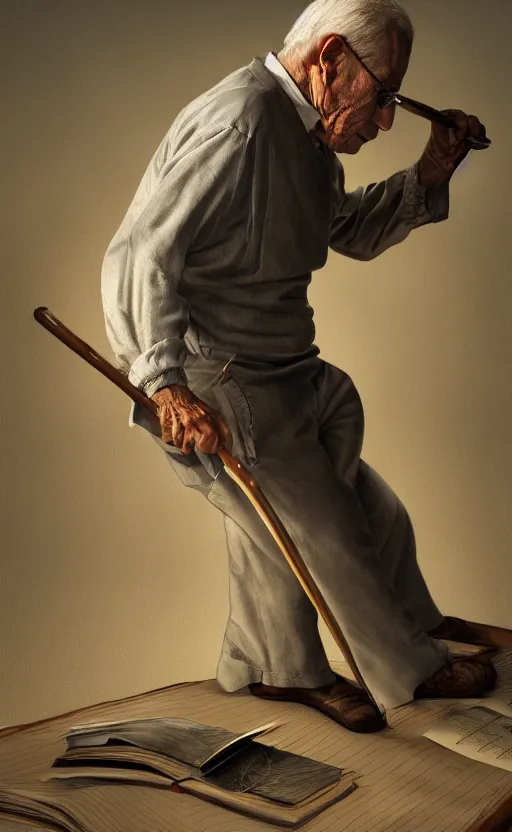 Image similar to old man doing hard work, do what we can, then leave it to god, d & d, non - fiction, elegant, highly detailed, digital painting, 8 k uhd, consistency object, dynamic anatomy form, straight line, remove duplication object, concept art, intricate, sharp focus, illustration, art by robin eley, paul lung, samuel silva