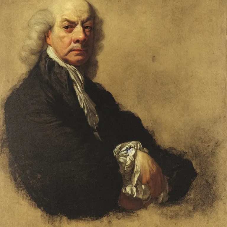 Image similar to portrait of a 60 years old strict looking man, bald patch, sqare-jawed in 17th century clothing, painting by Rosalba Carriera, Anton Mengs, Thomas Gainsborough, Élisabeth Vigée-Lebrun.