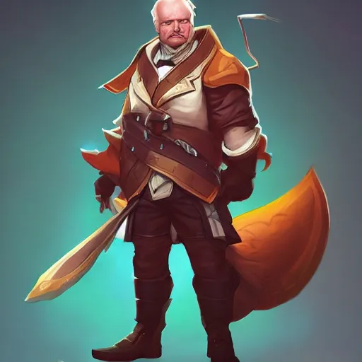 Prompt: John adams as a league of legends character, art by riot studios and Jason chan, trending on artstation,