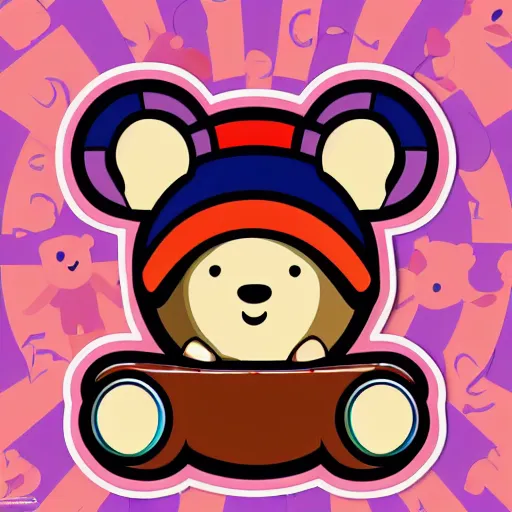 Prompt: Skater teddy bear, sticker, highly detailed, colorful, illustration, drama, smooth and clean vector curves, no jagged lines, vector art, smooth