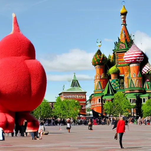 Image similar to photo giant kiwi on red square