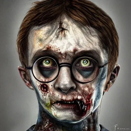 Image similar to zombie harry potter realistic portrait detailed